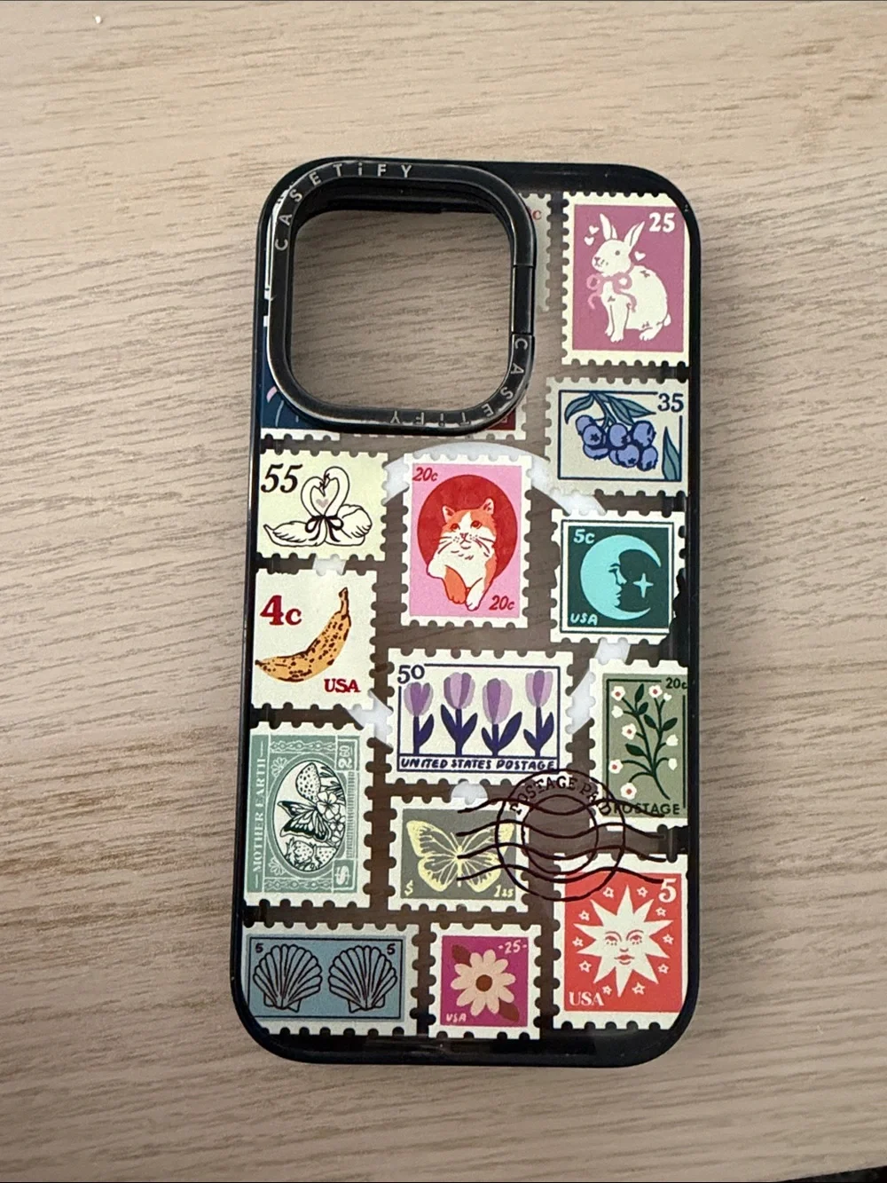 Casetify MagSafe Black Vintage Stamp Kira Cyan, iPhone 13 Pro Case - Multicolor